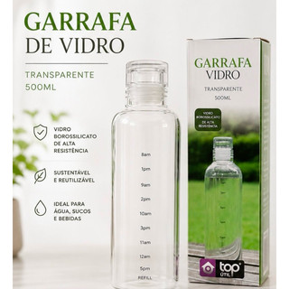 Garrafa de Vidro Borossilicato Resistente 500ml - Fitness