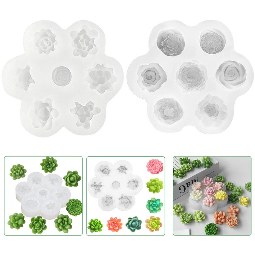 Kit 2 Molde de Silicone - Rosa Flor Soap Sabonete Vela Gesso Biscuit