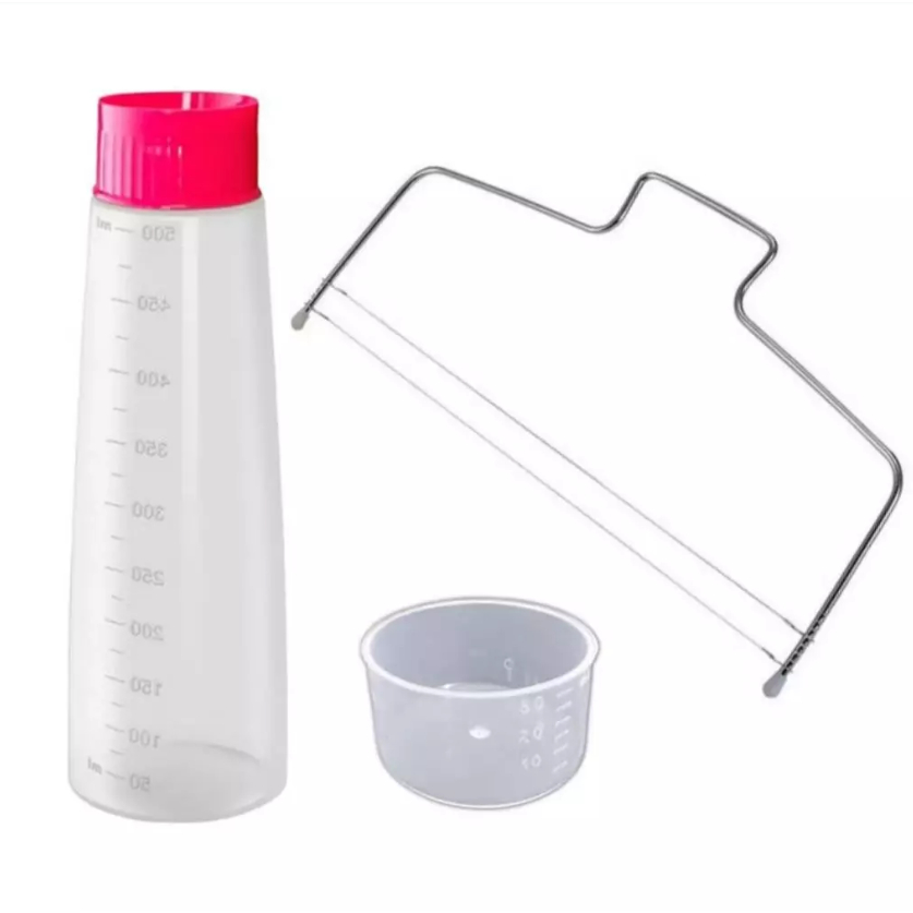 Kit Bisnaga para Umedecer Molhar Bolo + Nivelador Cortador de Bolos com 2 Fios