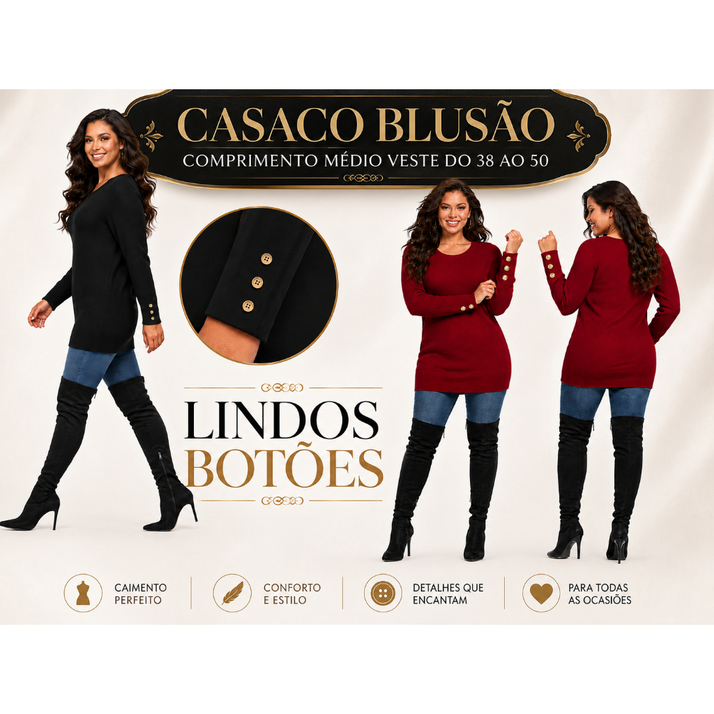 Casaco de Inverno Estilo Poncho Fechado Longo Manga Longa Blusa de Frio Estilo Moletom sem capuz Feminino Malha Agasalho