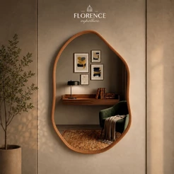 Espelho Roma 70x50 Orgânico com Moldura em Couro Luxo