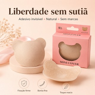 Protetor De Mamilo Adesivo Invisivel Formato Urso Tecido Nao Marca Borda Fina Sutia Decote Costas Nuas Forte Adesao Top