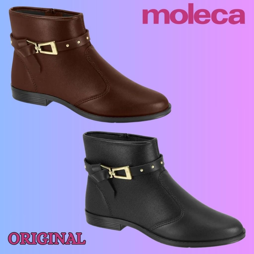 Bota Feminina Moleca Original Coturno Cano Curto Confortavel  Fivela