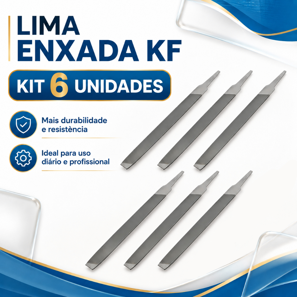 Kit 6 Lima Enxada K&F Chata Murça Amolar Afiar Facão Foice Machado Faca Aço Carbono Agrícola
