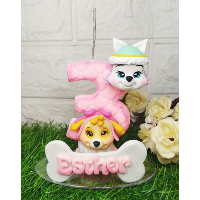 Vela Patrulha Canina em Biscuit personalizada com Nome e Idade/ Vela Skype personalizada/Festa Infantil