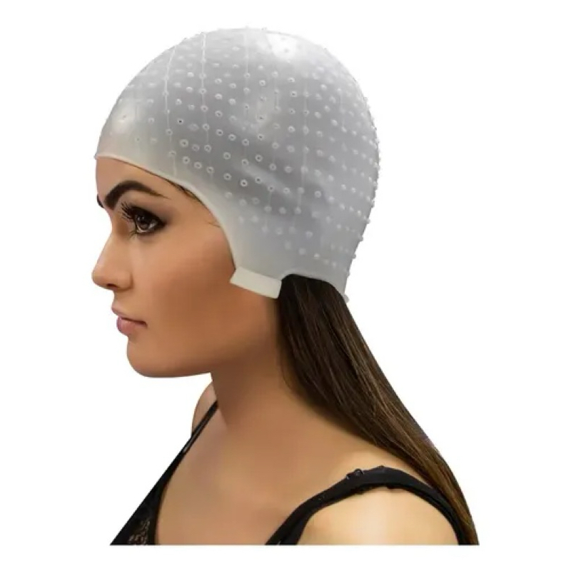 Touca de Silicone para Luzes e Mechas POLI - Ajuste Perfeito, Linhas Guias, Tamanho Único