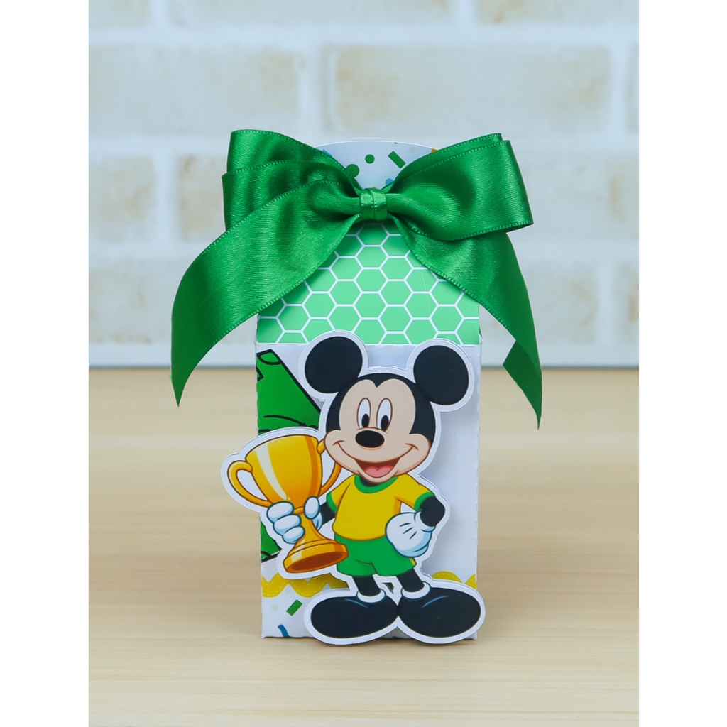 PEGUE E MONTE Caixa Milk| Caixa Pirâmide  Fut Mickey Personalizado Com Nome e Idade| Festa Infantil Lembrancinha
