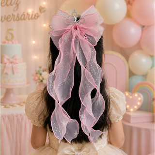 Laço de Cabelo Infantil Presilha Coroa Brilho