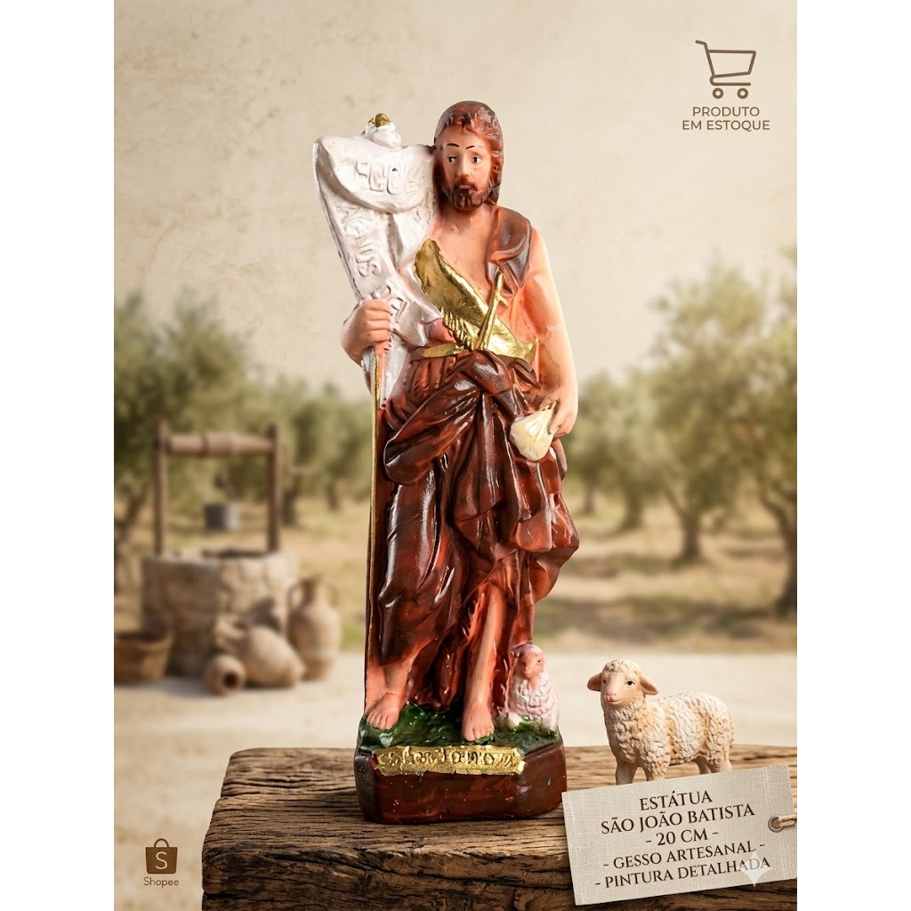 Imagem São João Batista 20 cm Gesso