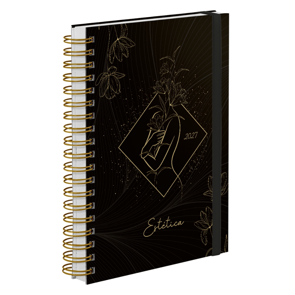 Agenda Comercial 2027 Plus Estética Flower Sublime Ouro