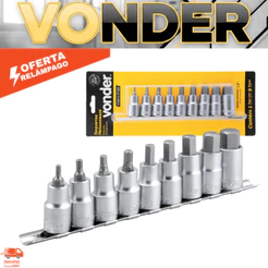 Jogo Soquete Allen Hexagonal 4 A 17 mm Encaixe 1/2 Polegada - Aço cromo vanádio - VONDER