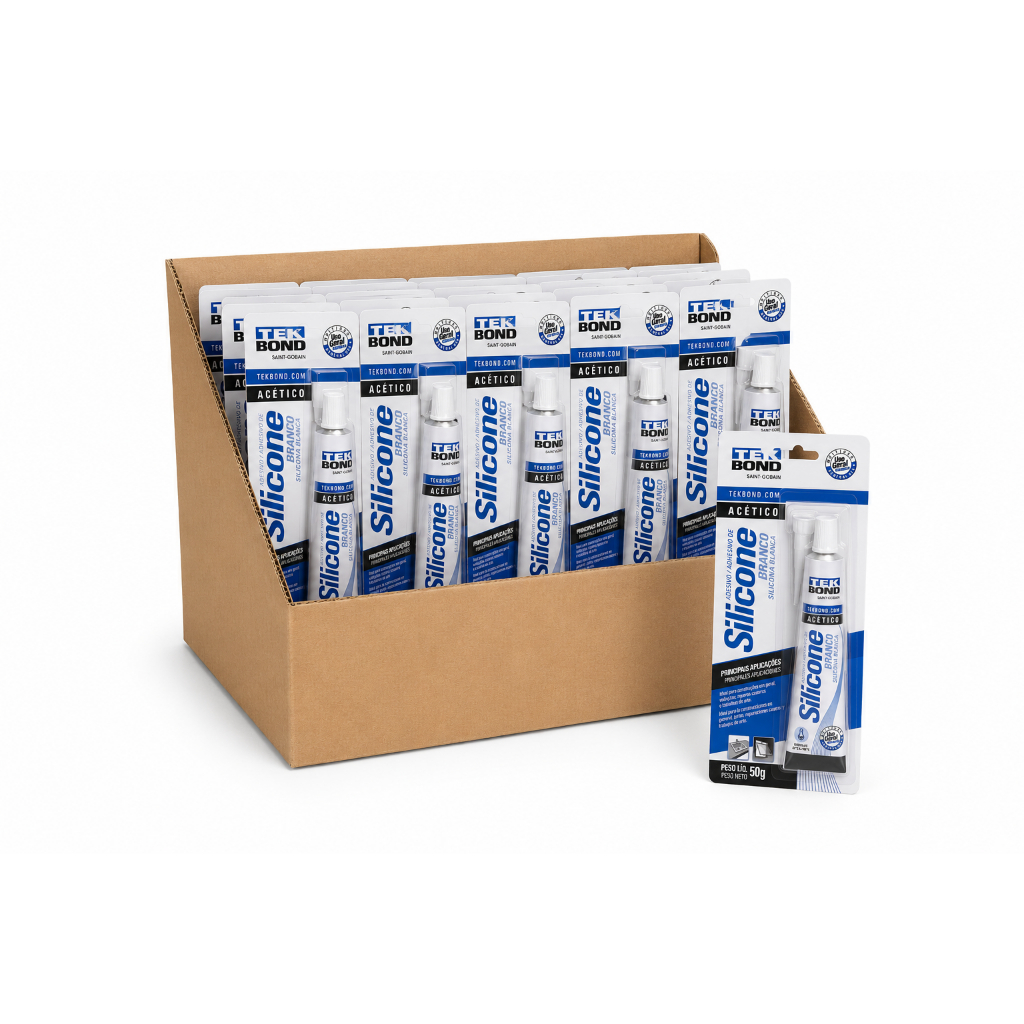 12x Silicone Acético Branco 50g Tekbond Vedação E Construção Multiuso
