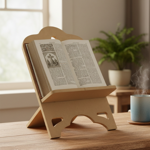 Suporte Porta Bíblia Livro Em Mdf Cru 6mm Cor Natural Decorativo Púlpito Estante