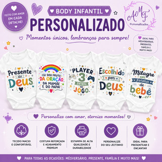 Body Infantil Personalizado | Copa | Arraiá | São João | Temas Diversos e Engraçados | Revelação | Prepara o colinho