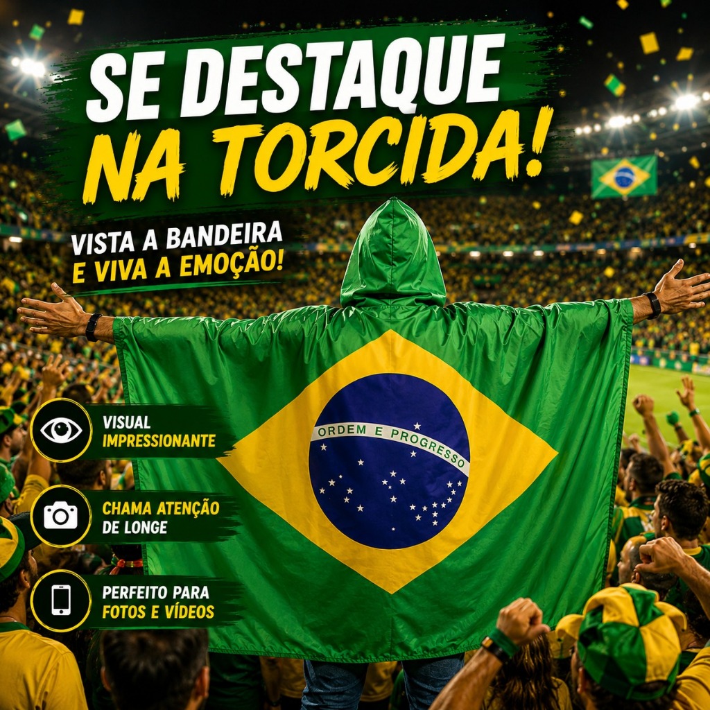 Bandeira Capa Brasil Body Flag Para Vestir Torcedor Copa do Mundo Seleção Brasileira