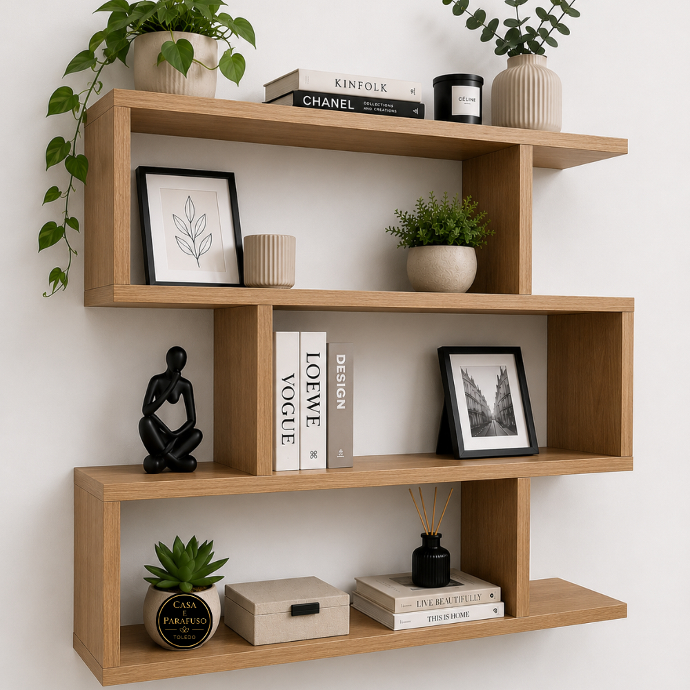 Prateleira de Parede com Nicho Decorativo Organizador para Sala Quarto Escritório - 112