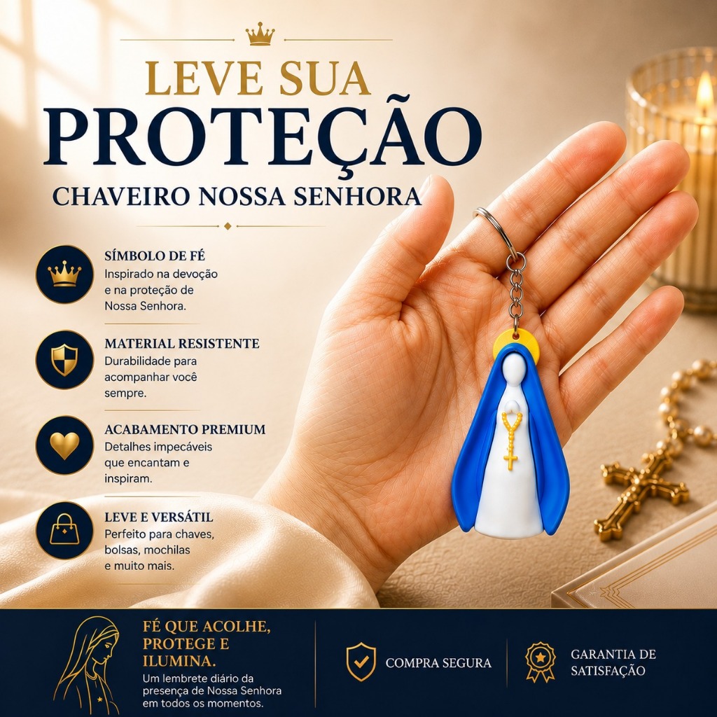 Chaveiro Nossa Senhora Aparecida 3D | Produção Própria | Lembrancinha Religiosa | Presente Católico
