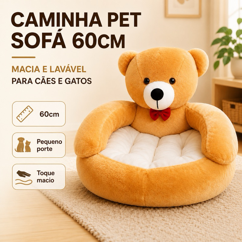 Caminha Pet Sofá 60cm Para Cachorro e Gato Pequeno Porte Lavável Macia