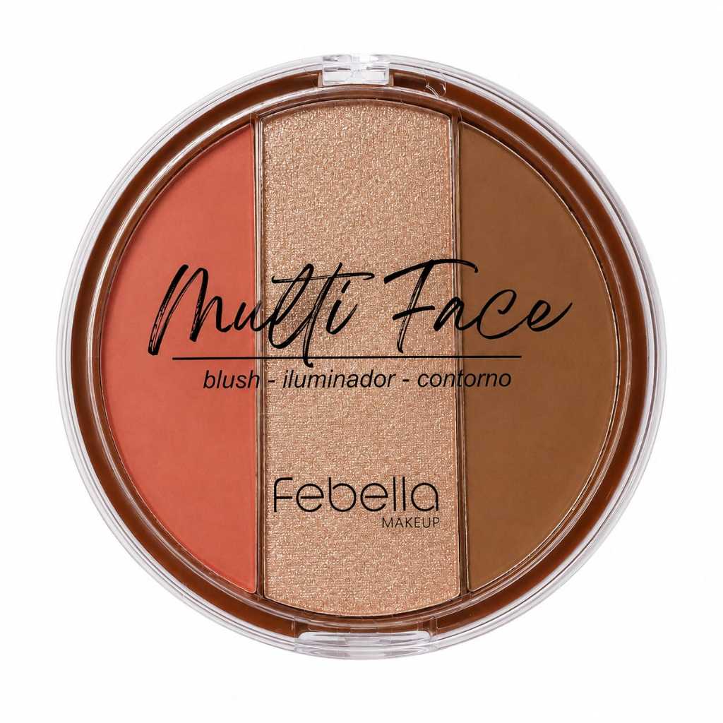 Paleta de maquiagem trio Facial Pratica para viagem contorno, blush e iluminação