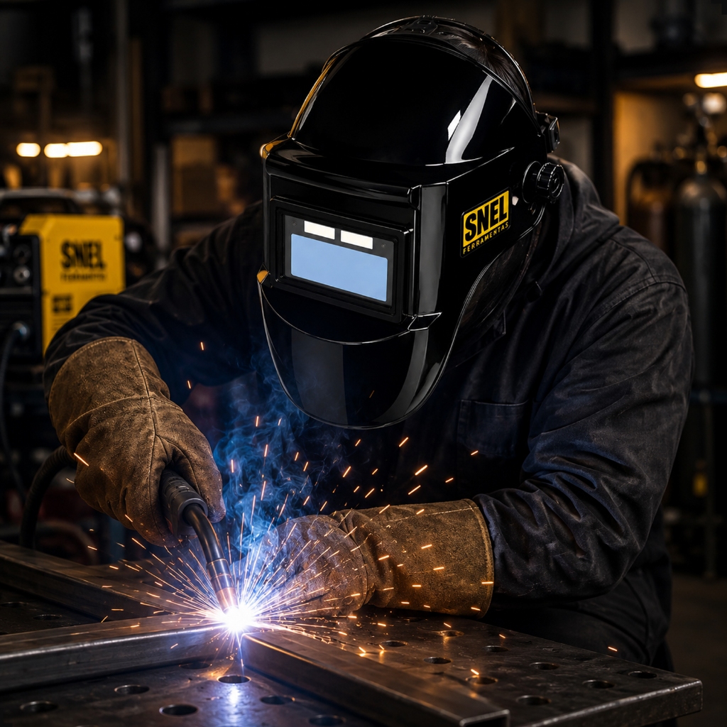 Máscara De Soldagem Automática Azul Visor Auto Escurecimento Profissional Solda MIG TIG MMA Eletrodo