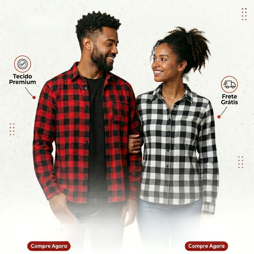 Camisa Xadrex Unissex Masculina Feminina Festa Junina Manga Longa Flanelada