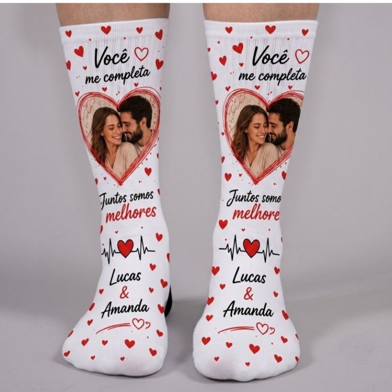 Meias Personalizas Dia dos Namorados Casal Aniversário