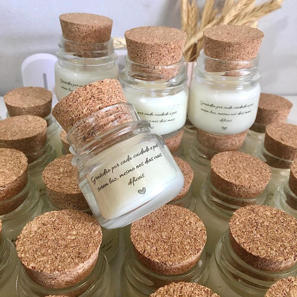 Vela Aromática Baby 40g Personalizada Lembrancinha Artesanal para Batizado Casamento e Maternidade