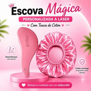 kit 20 peças  10 escovas mágica  Personalizada + 10 Touca Cetim  ( A LASER ) ** LER DESCRIÇÃO **