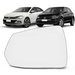 Lente Retrovisor Polo Virtus 2018 A 2025 Refil Com Base