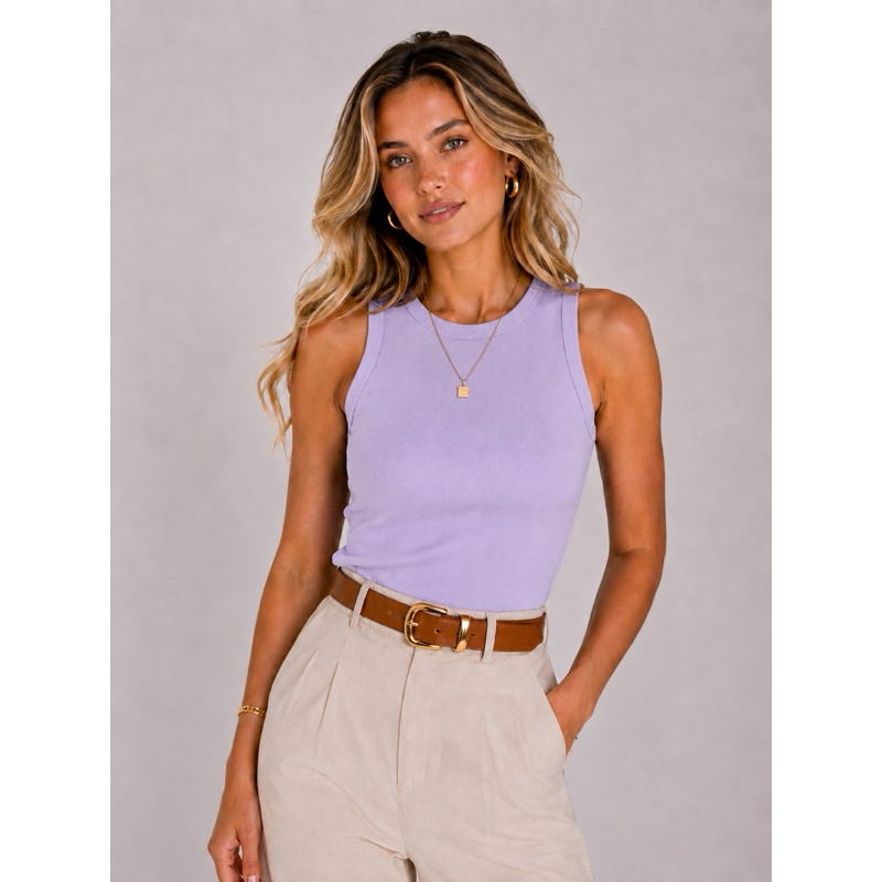 Blusa Regata Canelada Feminina Ribana Estilosa Cropped