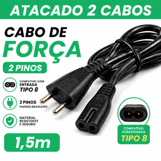 Cabo De Força 1,5m Bipolar 1/2/3 cabos Atacado Para Monitor PC Impressora Panela TV PS3 PS4 TV Rádio