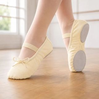 Sapatilha de Ballet Salmão em lona Pas Classique sola dividida ovinho