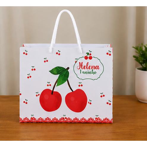 Sacola Personalizada | Sacolinha | Lembrancinha | Mimos | Aniversário PEGUE E MONTE CEREJINHA