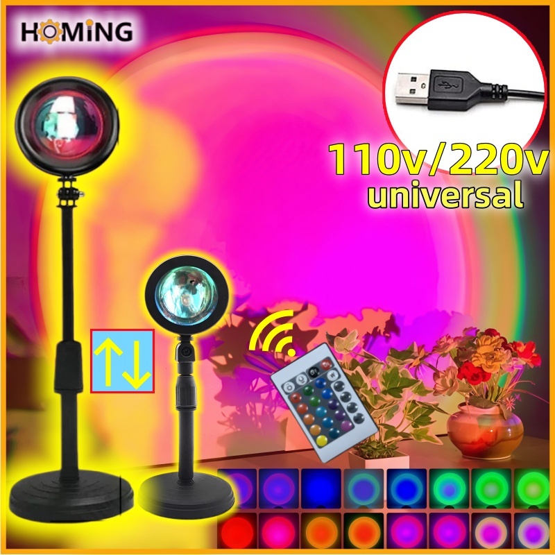 Luminária Por Do Sol Sunset 16 Cores LED Projetor com Controle Remoto USB para Fotografia e Decoração