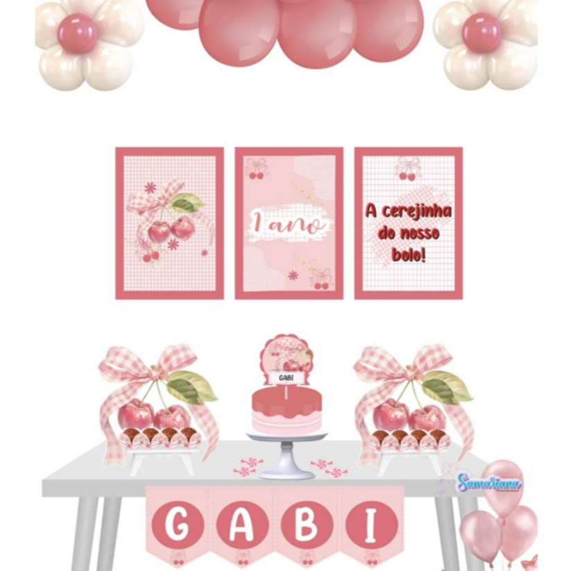 Kit só um bolinho - CEREJINHA / mesversário, lembrancinhas personalizadas, decoração aniversário