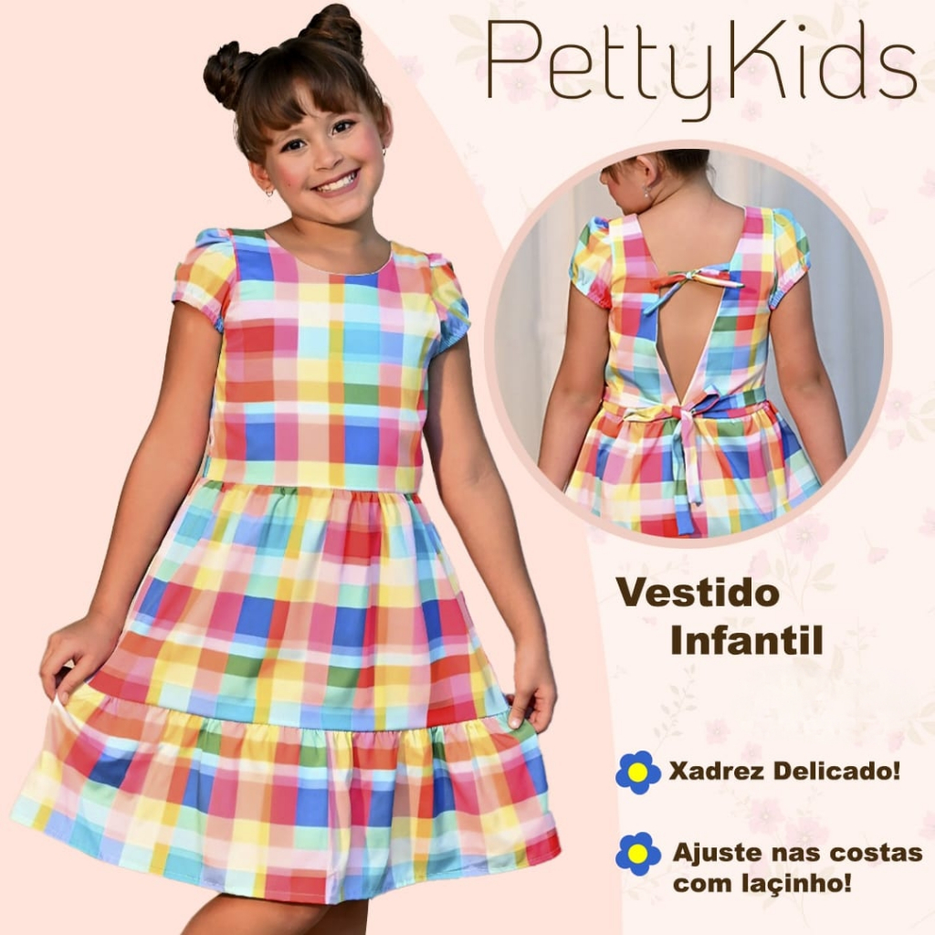 Vestido Infantil Menina Estampado Princesa Colorido
