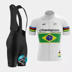 Conjunto Ciclista Masculino Kit Camisa Premium Ziper Total Bretelle Acolchoado Gel Bike Speed