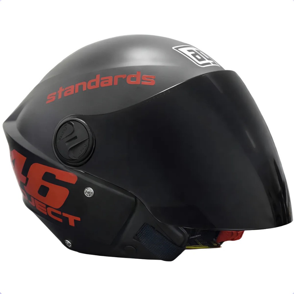 Capacete Adesivado Project 46 Vermelho Preto Fosco Viseira Fumê