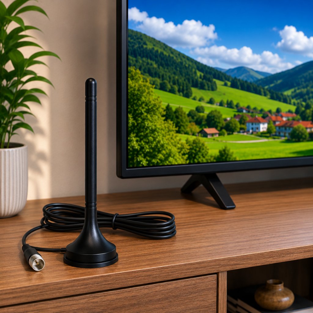 Antena Interna Digital HDTV UHF/VHF com Base Magnética e Cabo de 3 Metros
