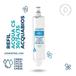 Refil Purificador de Água Acquabios Acqua CS 30/34/35 Tripla Filtração
