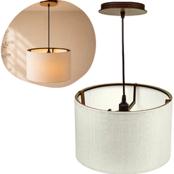 Lustre Cúpula Artesanal 40x25 Cm Kit Canopla De Madeira-Decoração de Ambiente Moderno Em MDF | Bivolt