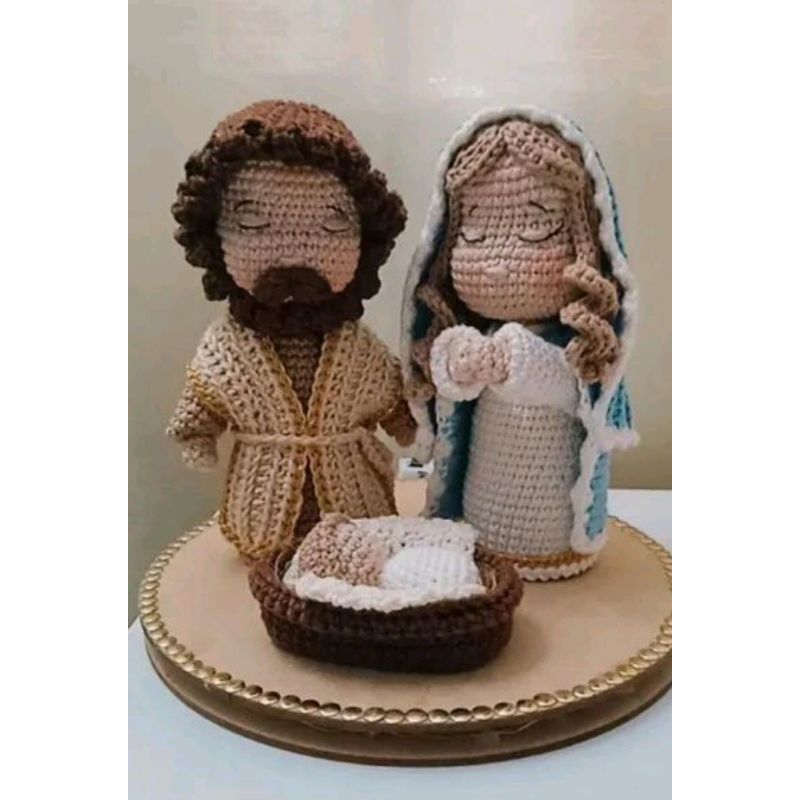 A Sagrada Família em Crochê com Técnica do Amigurumi - Decoração Natalina