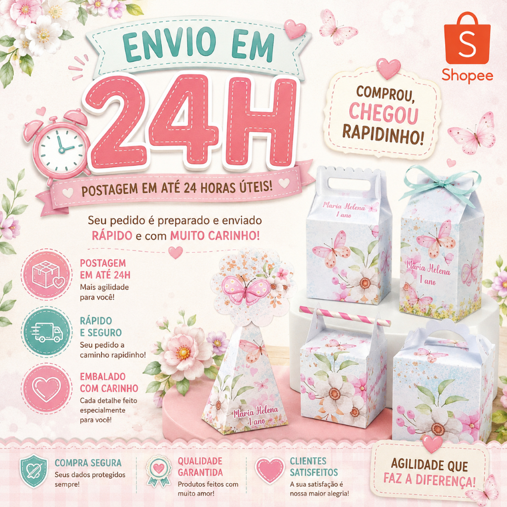 Kit Festa Personalizada - Lembrancinhas - Jardim das Borboletas 2 Pegue e Monte