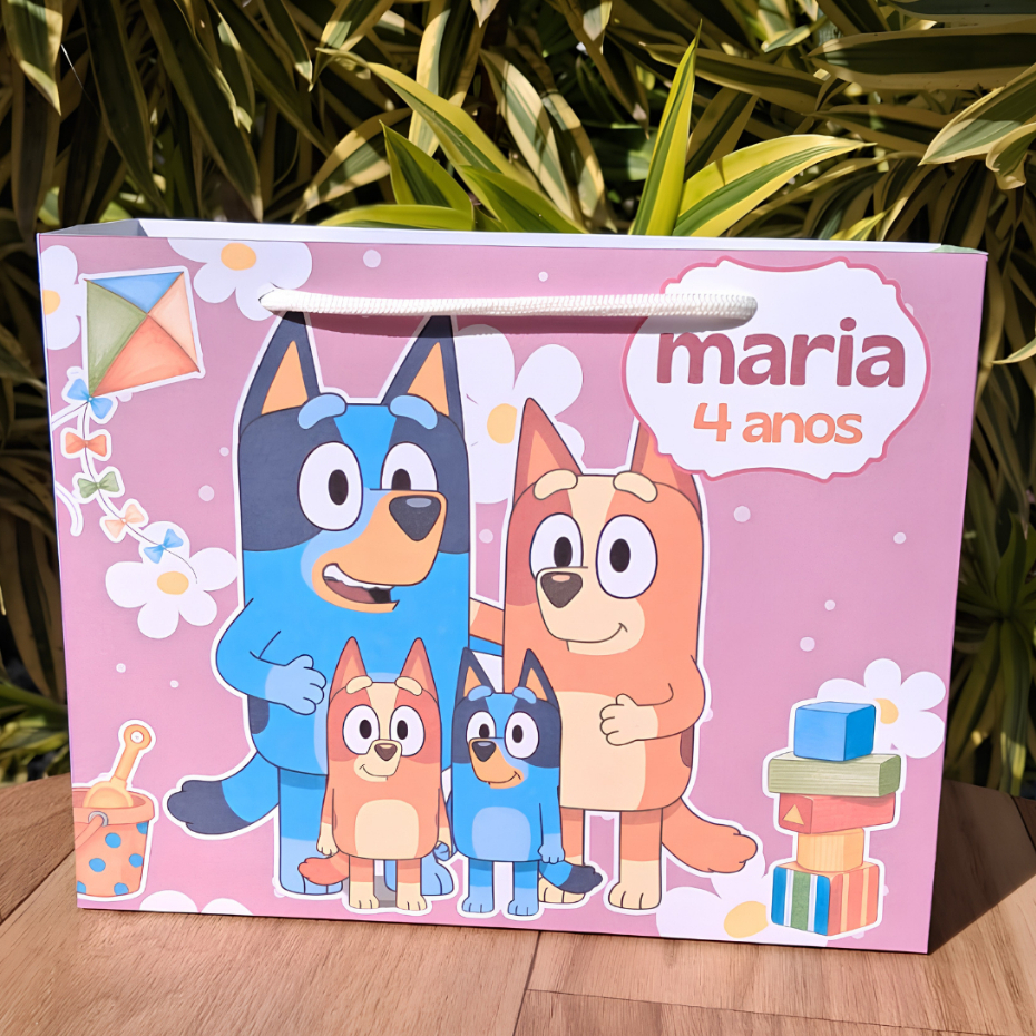 sacolinha personalizada bluey lembrancinha aniversario festa menina e menino sacolinha bluey