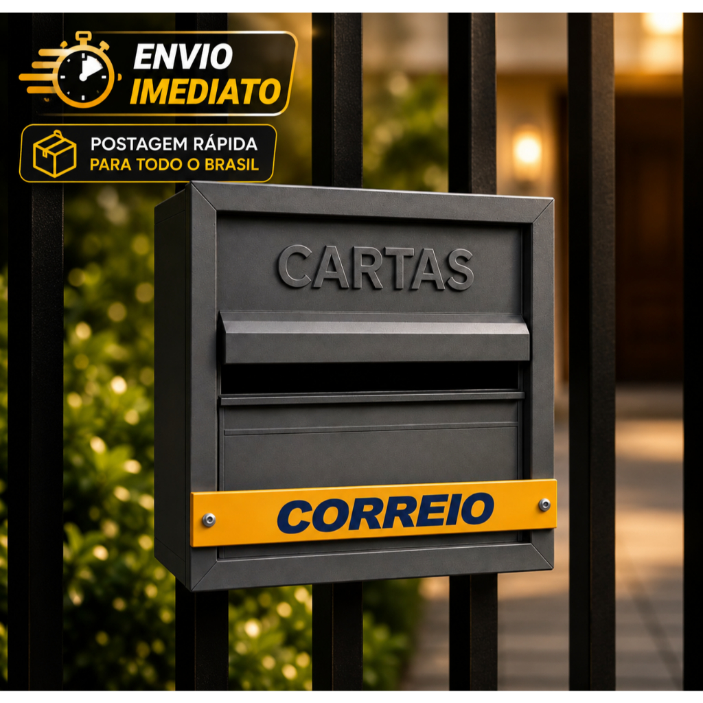 Caixa De Correio Carta Horizontal Para grade e portão moderna