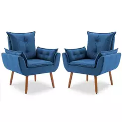 2 Cadeiras Decorativas Para Manicure Salão de Beleza Amamentação Suede Azul Marinho