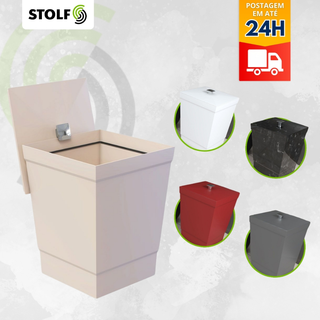 Lixeira Banheiro Cesto Cozinha De Luxo Várias Cores - STOLF