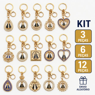 Kit 3/6/12 Chaveiros Nossa Senhora Aparecida Religioso Modelos Sortidos