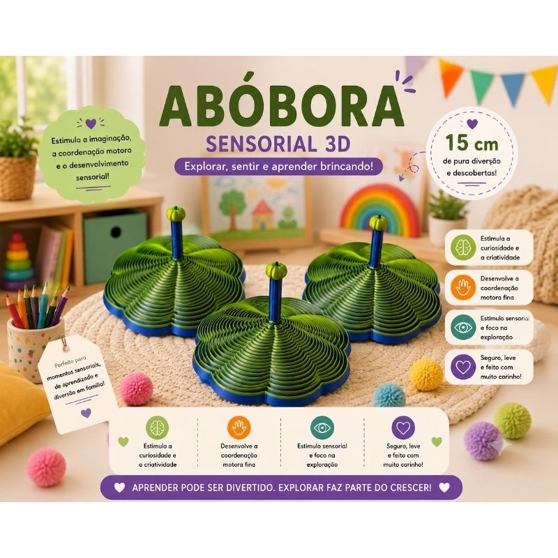 Abóbora de Halloween Fidget 3D Sensorial, Fidget Toy, Impressao 3D, Itens Sensorial, Itens Sensoriais, TDH, Fidget 3D...