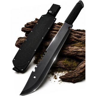 Facão Tático Militar Extremamente Afiado Resistente Camping Roça - Com Bainha (Área de corte: 30cm)